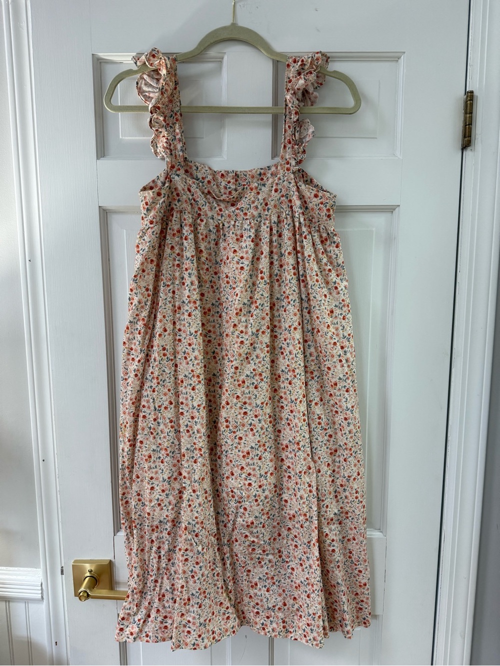 Oak Meadow Floral Ruffle-Shoulder Midi Dress